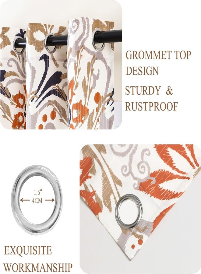 L.Z.E Privacy Boho Curtains 84 Inches Long 2 Panels Set Orange Brown Light Filtering Non-See-Through Curtains & Drapes for Living Room Bedroom Nursery Grommet Top Botanical & Floral Pattern - Image 5